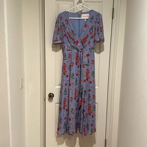 Carolina Herrera size two blue floral sundress, 100% silk